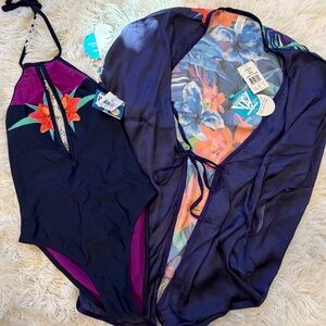 WET Swimwear One Piece Swimsuit + Cover Up Floral Halter XS NWT $298 MSRP